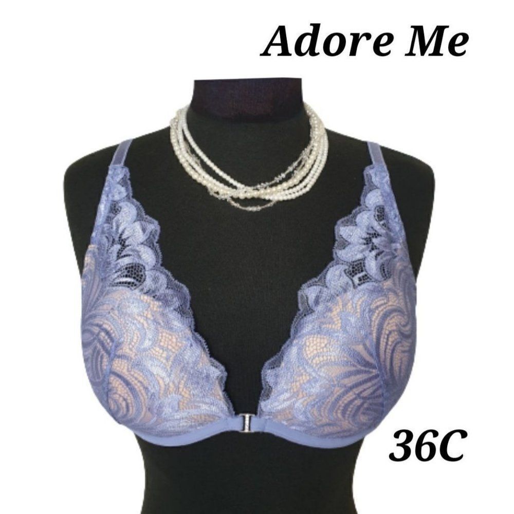 Women's 36C Very Sexy Push Up Lace Bra Violet Rhinestone Detail 36C NWOT